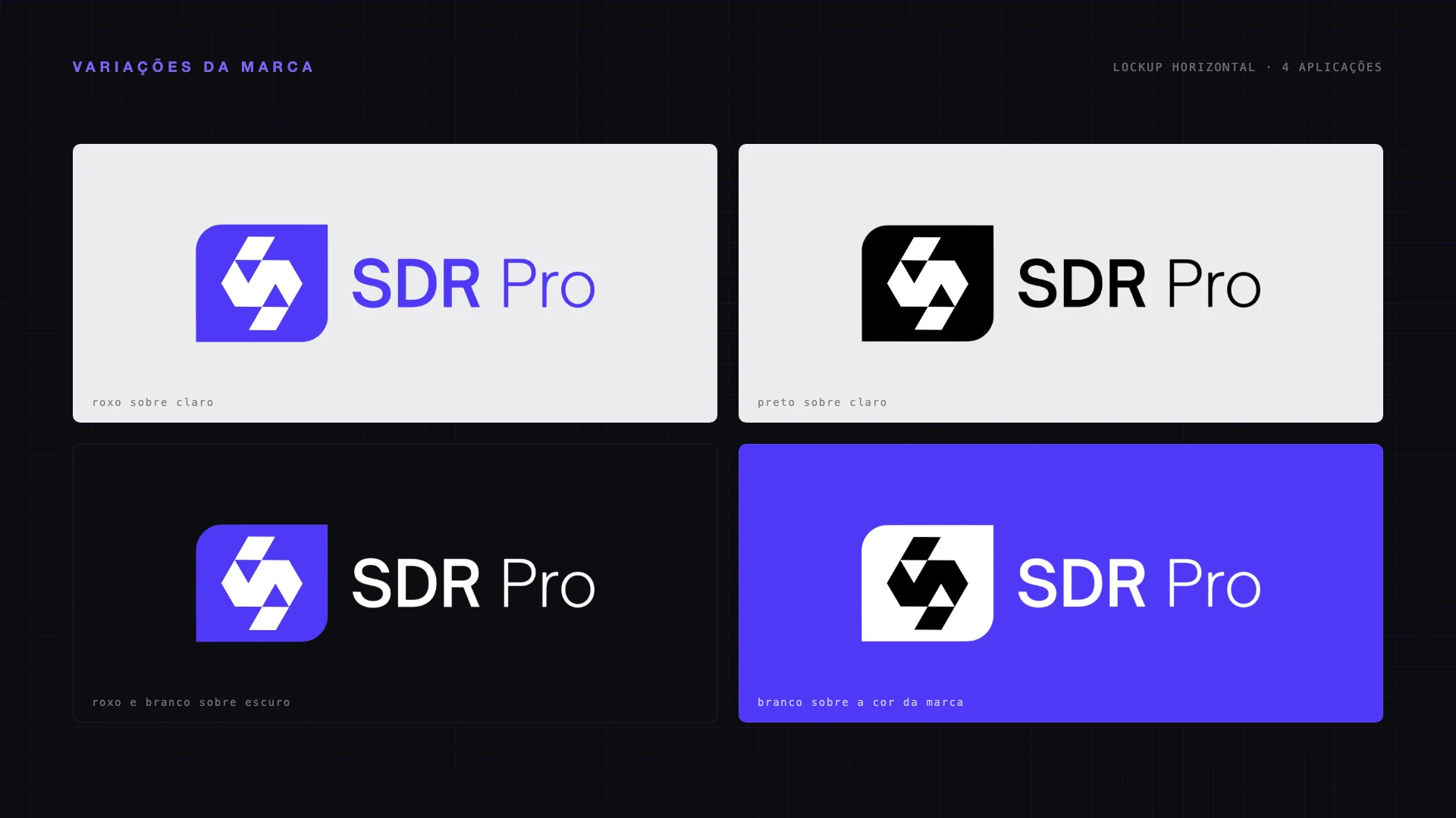 Variações claras e escuras da identidade SDR Pro
